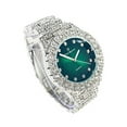 thumbnail image 3 of Charles Raymond Mens silver green bling-ed out hip hop fully iced out rapper with diamond time indicator analog wristwatch - ST10327DxxS (Silver Money Green), 3 of 3