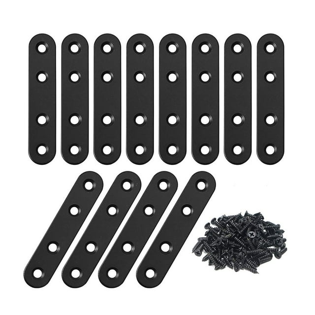12 PCS Support Droit Support en Acier Inoxydable Support Plat en Métal Raccommodant la Plaque de Réparation avec Vis pour le Bois