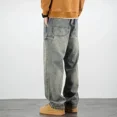 thumbnail image 3 of Pantalones vaqueros para hombre, pantalones rectos, pierna ancha, vaqueros vintage para hombre, holgados, estéticos, de verano, lavados, retro, primavera y otoño, estilo Kpop, 3 of 4