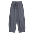 thumbnail image 4 of Ayolanni Solid Pants for Women Casual Elastic Waist Flowy Jogger Pants Gray Drawstring Straight Loose Boho Trousers with Pockets XXL, 4 of 8