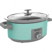 BLACK+DECKER 7-Quart Slow Cooker, SC2007D, Lid Holder, 3 Heat Settings, Extra Large Handles, Dishwasher Safe, Teal
