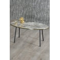 thumbnail image 1 of Black Marble Oval Print Coffee Table with Black Metal Legs,Faux Marble Coffee Table with Gold/Black Side Details, Modern Round Coffee Table for Living Room,Accent table,Entryway Table, 1 of 4