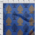 thumbnail image 2 of oneOone Silk Tabby Medium Blue Fabric Floral & Flying Swan Block Sewing Material Print Fabric By The Yard 42 Inch Wide, 2 of 4