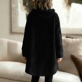 thumbnail image 6 of Plus Size Coat Plus Size Coats Bed Jackets for Women Fuzzy Fleece Jacket for Women Lightweight Cozy Button Hooded Shirts Womens Winter Coats Causal Plus Size Bed Jackets, Black-L, 6 of 7