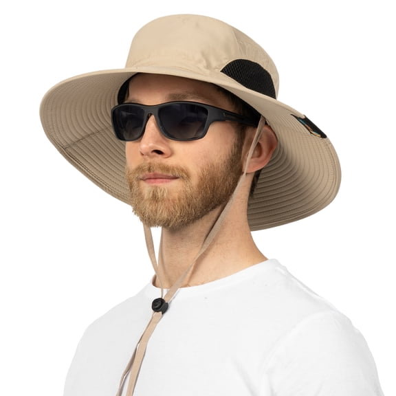 SUN CUBE Wide Brim Sun Hat Men Women, Mens Fishing Hats Sun UV Protection, Womens Hiking Bucket Hat, Outdoor Summer Safari Beach Boonie, Camping Unisex UPF 50 Tan