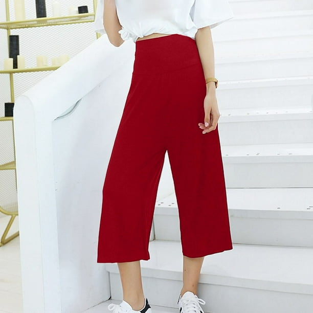 WILLBEST Pantalones Casuales para Mujer, Cómodos, Sueltos, de Cintura Alta, Anchos, Rectos y Recortados para Uso Diario En Verano. Grande