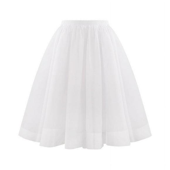 Pisexur Womens Tulle Skirt A Line Tulle Dress Tutu Skirts Knee Length Adult Layered Short Prom Party Midi Skirt White,2XL