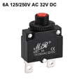 thumbnail image 3 of Interruptores automáticos térmicos 6A 125/250V CA 32V CC con botón de reinicio manual, protectores de sobrecarga, 2 piezas, 3 of 4
