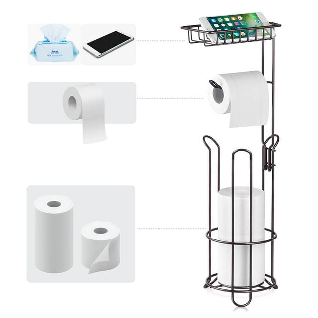 WIFKLSIIPG Modern Style Toilet Paper Holder with Dispenser Standing Bathroom Storage Accessory(Rose Gold)
