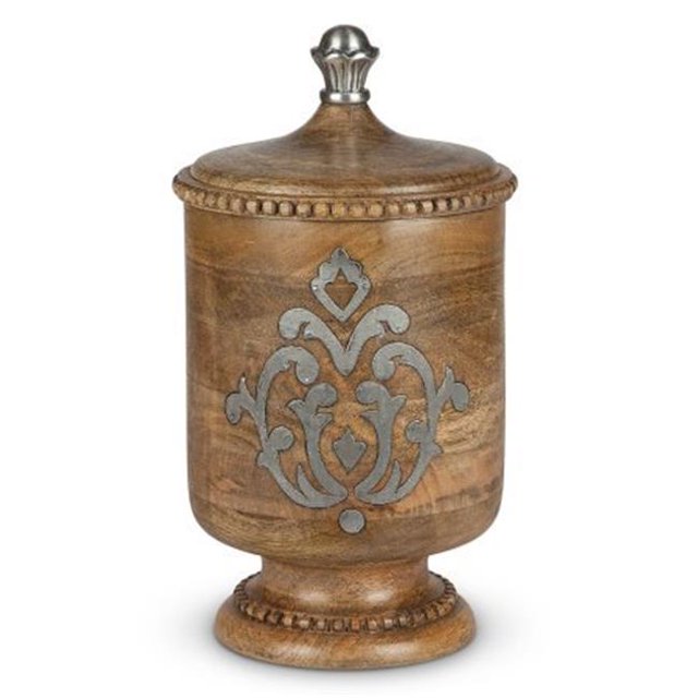 Gerson 92994 Wood & Metal Inlay Medium Heritage Collection Canister