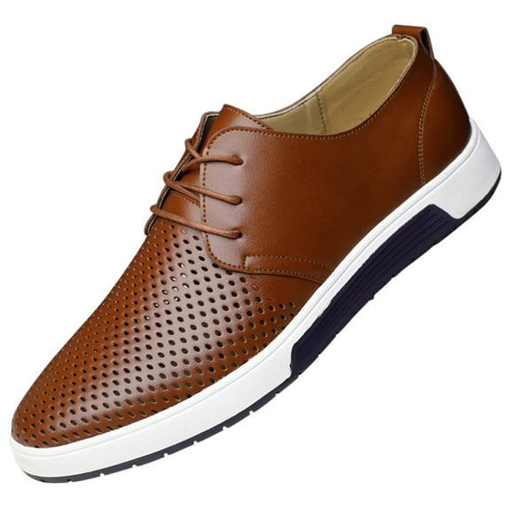 Santimon Breathable Leather Shoes Men Casual Shoes Non-Slip Sneakers Brown 9 US