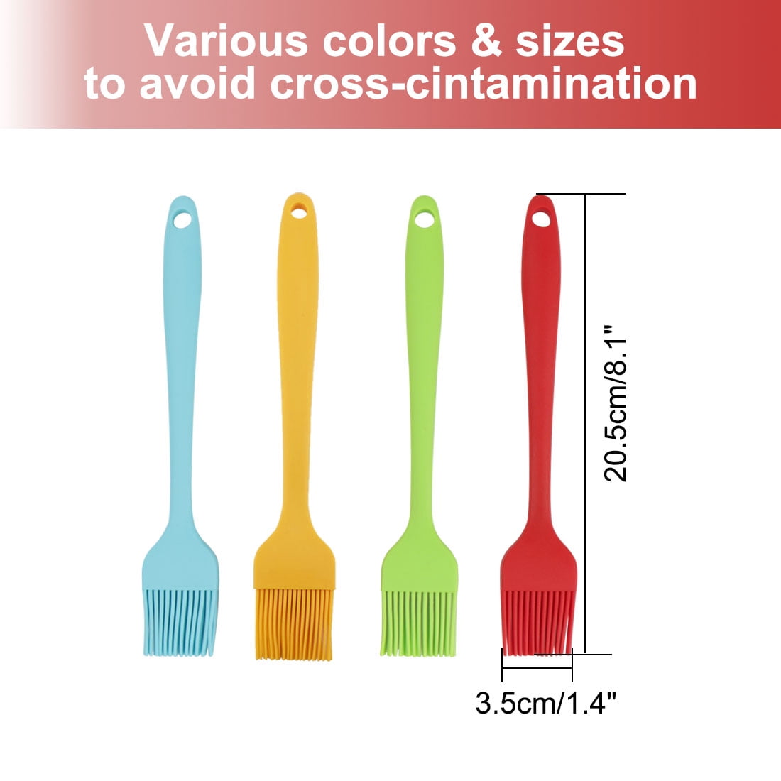 Unique Bargains 4 Pcs Silicone Brushes Heat Resistant Non-Stick Kitchen Cooking Essential
