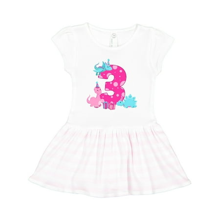 

Inktastic Dinosaur Party-Third Birthday Gift Toddler Girl Dress