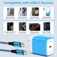 thumbnail image 5 of USB C Wall Charger, 3 Pack 20W USB C Charger Fast Charging Block with 6ft Type C Cable USB C to C Charging Cords Phone Cables, Type C Charger USB C Block Charger Block, 5 of 9