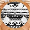 thumbnail image 2 of 44in Round Tablecloth with Elastic Edge, Waterproof Fitted Table Cover for 36-44" Tables, Boho Theme Polyester Reusable Table Cloths Wipe Clean for Picnic, Dining, Outdoor Use and Party Decor, 2 of 7