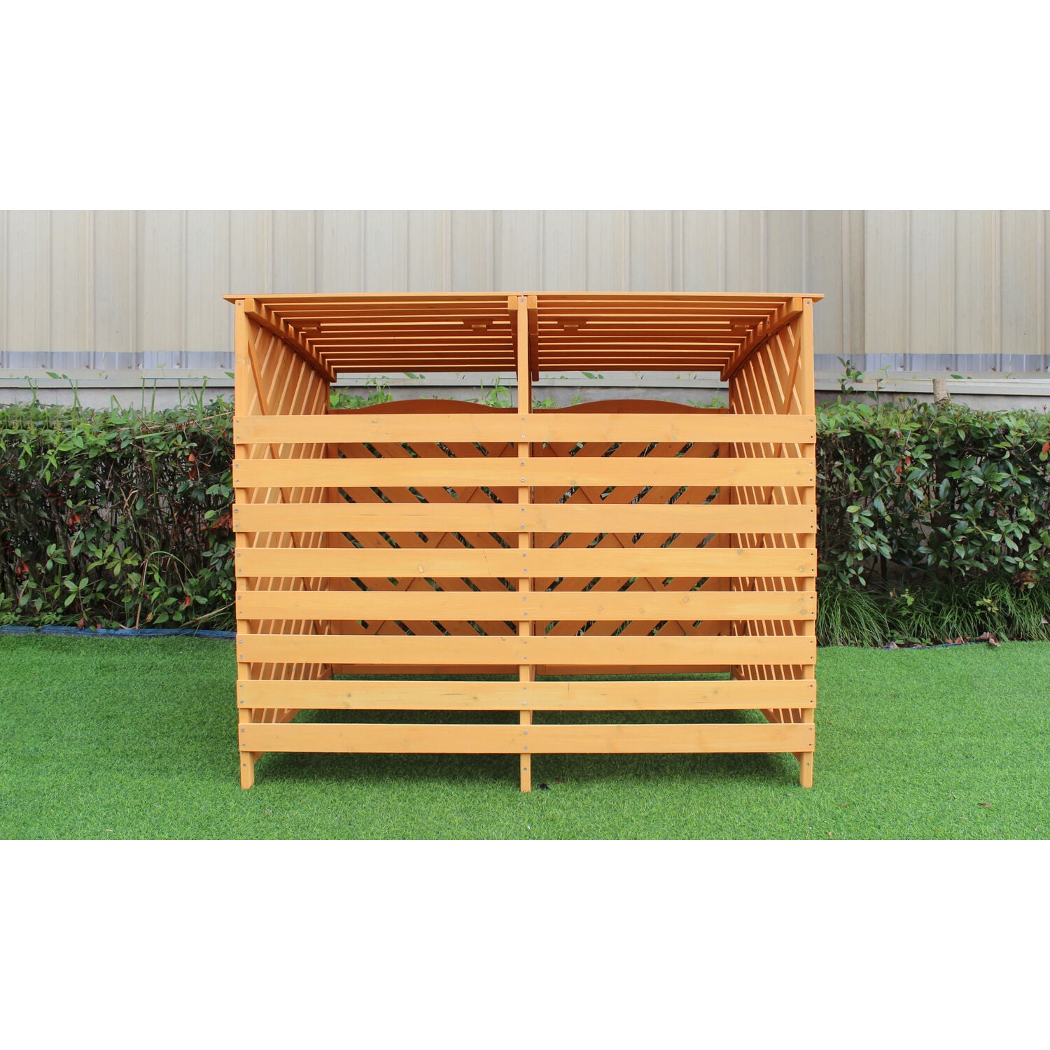 Hanover Outdoor 4.9 ft. x 4 ft. Wooden Trash Bin and Recyclables Storage Shed - HANWS0104-NAT