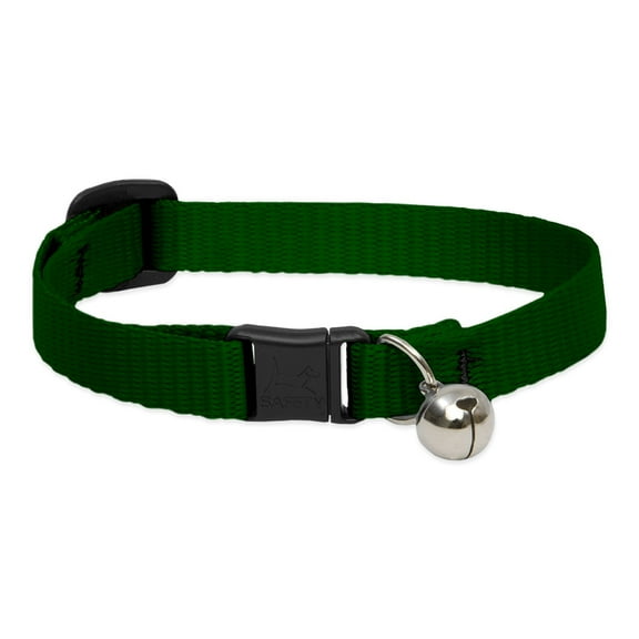 LupinePet Basics 1/2" Green Cat Safety Collar with Bell , 8-12"
