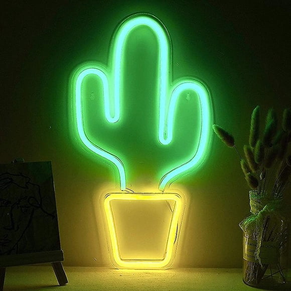 Panneau Lumineux Néon LED 1 Pce Cactus USB Veilleuse Décorative pour Bar Pub Magasin Boîte de Nuit Garage Décoration Maison Fête
