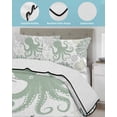 thumbnail image 4 of Sage Green Octopus Coastal King Size Down Alternative Comforter, Lightweight Comforter Quilt Bedding Set with Pillow Shams Nautical Coral Starfish All Seasons Bed Comforter Duvet Insert 96"x106", 4 of 7
