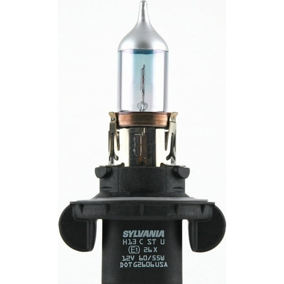 Sylvania Silverstar Headlight Bulb H13ST.BP Silver Star; H13; Halogen Bulb; 55 Watt Low Beam/65 Watt High Beam; 12.8 Volt; White Beam Color; 1000/1500 Lumens; 4000K Light Color Temperature; Single
