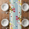 thumbnail image 4 of Table Runner 48 Inches Long for Kitchen Dining, Easter Bunny Dresser Scarf Farmhouse, Dining Table Decorations for Wedding/Parties, Spring Watercolor Eggs Flower Wood Grain 13 x 48 In, 4 of 8