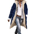 thumbnail image 2 of Women's Mid-Length Solid Color Winter Coat, Warm Hooded Long Sleeve Jacket with Soft Insulation, Knee-Length Casual Outerwear for Cold Weather, Classic Hood Daily Wear Parka Blue XL, 2 of 4