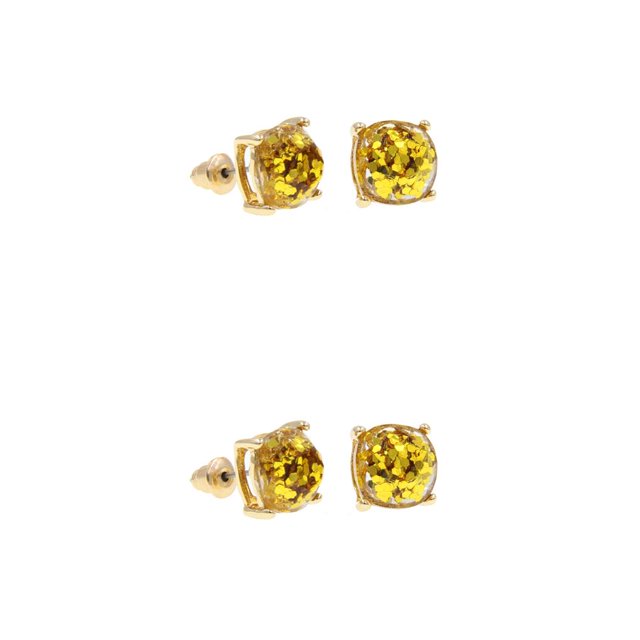 Qarigey Pendientes de tuerca colgantes de patrón corto, pendientes de fiesta, decoraciones de dama de aniversario, pendientes sencillos, de joyas de Amarillo 2piezas Qarigey CBP305102