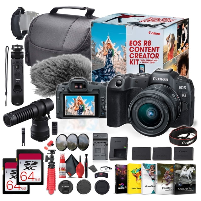 Canon EOS R8 Trousse de Création de Contenu pour Appareil Photo avec Objectif RF 24-50mm F/4.5-6.3 IS STM - Ensemble (Modèle International)
