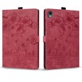 thumbnail image 2 of FJLBDE Case for Samsung Galaxy Tab S11 2025 with Stand, Card Slot, Auto Wake/Sleep, Embossed Flower PU Leather Folio Magnetic Cover with Pen Holder, Red, 2 of 7