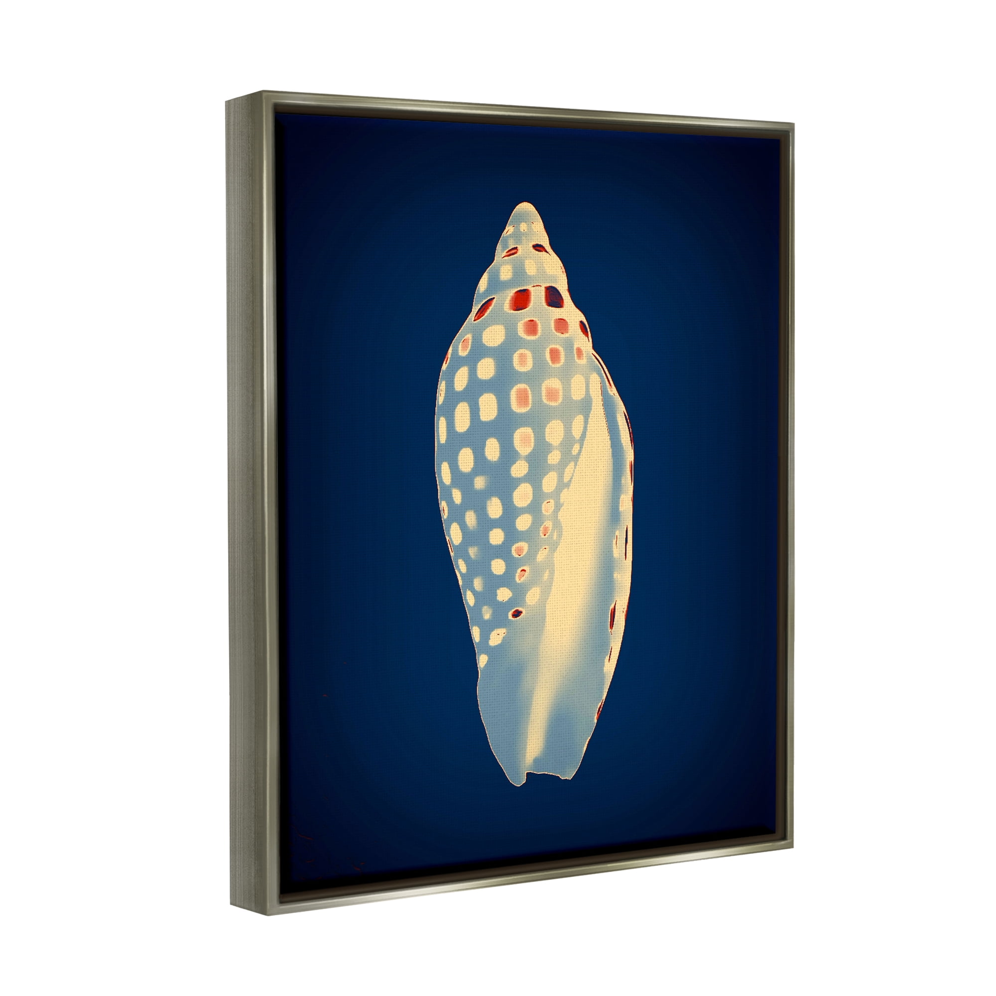 Stupell Industries Contemporary Conch Shell Animals & Insects Painting Gray Floater Framed Art Print Wall Art, 17 x 21