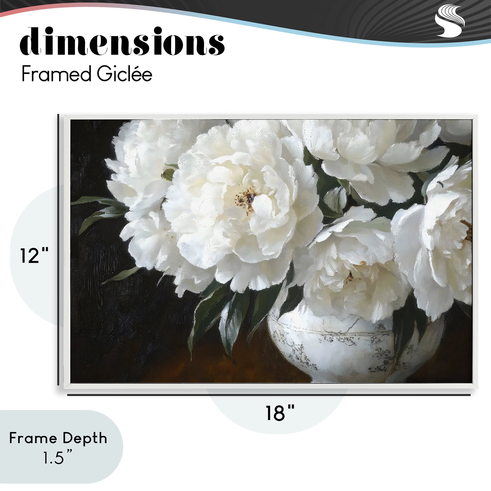 Stupell Industries White Flowers in Vintage Vase White Framed Giclee Art, design by Petal Prints Design