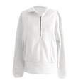 thumbnail image 3 of Women 2 Piece Outfits Sweatshirt Quarter Zip V Neck Long Sleeve Pullover Top Shorts Pajamas Tracksuit Sets Active Graphic Sweat Shirts Women Ladies Zip up Hoodie Ladies Athletic Hoodies Knit Sleeve, 3 of 4