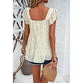 thumbnail image 4 of XCHQRTI Womens Petal Sleeve Shirt Lace Eyelet Cap Tunic Blouse Square Neck Pleated Tshirt Tops, 4 of 6