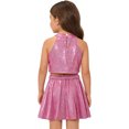 thumbnail image 2 of Miutii Kids Shiny Jazz Disco Outfits Cheer Outfit Hip Hop Dance Dress Sets for Competitions Cha-cha Hot Pink 6-10, 2 of 6