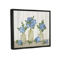 thumbnail image 3 of Stupell Industries Blue Geranium Flower Vases Graphic Art Jet Black Floating Framed Canvas Print Wall Art, Design by Annie LaPoint, 3 of 6