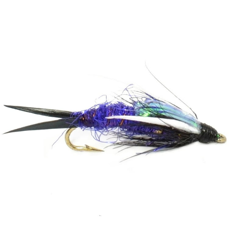 The Fly Fishing Place Double Bead Purple Psycho Prince Nymph Fly Fishing  Flies - 6 Flies Hook Size 10 