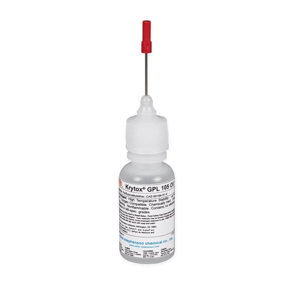 Aceite industrial Krytox GPL105, botella de 30 ml con boquilla de precisión