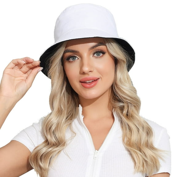 ROYAL MATRIX Women’s Bucket Hat Sun Hat Summer Travel Outdoor Hats Reversible Double Sides Wear for Fishing Hiking Black & White