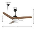thumbnail image 3 of JONATHAN Y Sully 52" 1-Light Contemporary Industrial Iron/Plastic Mobile-App/Remote-Controlled 6-Speed Propeller Integrated LED Ceiling Fan, Light Brown Wood Finish/White, 3 of 8