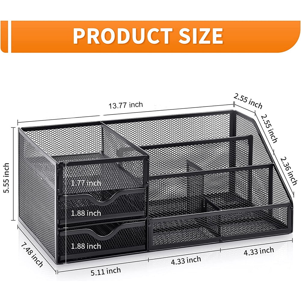 Marbrasse Mesh Desk Organizer with Drawers,, Office Desktop Organization for Office Supplies,（1Pack）