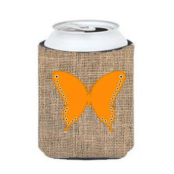 Butterfly Burlap and Orange Can or Bottle Hugger