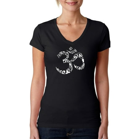 Women's THE OM SYMBOL OUT OF YOGA POSES V-Neck (Best Yoga Poses For Women)
