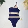 thumbnail image 6 of BOBOGOJP Women's Sexy One Piece Bathing Suits One Shoulder Swimsuits Mesh Swimwear Dark Blue for Size M, 6 of 6