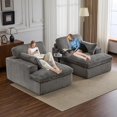 thumbnail image 5 of Corduroy Double Lounge Chaise Sofa Indoor, Oversized Upholstered Sleeper Cloud Couch, Sectional Deep Seat Loveseat for Living Room, No Assembly Required, Grey, 5 of 8