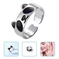 thumbnail image 5 of Anillo abierto con forma de panda para mujer, anillo abierto ajustable, anillo personalizado para niña, 5 of 5