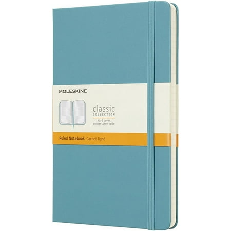 Moleskine Classic Notebook, Hard Cover, Large (5" x 8.25") Ruled/Lined, Reef Blue, 240 Pages