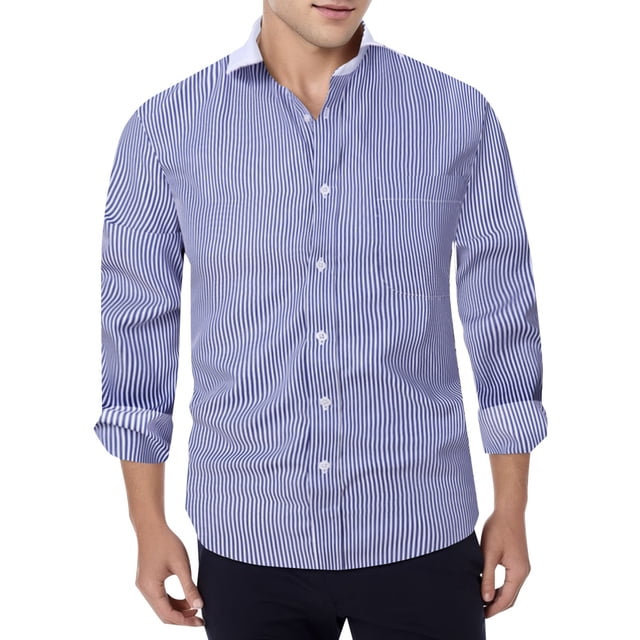 XDZJLR Chemise Homme Décontractée Business Couleur Unie Col à Revers Manches Longues