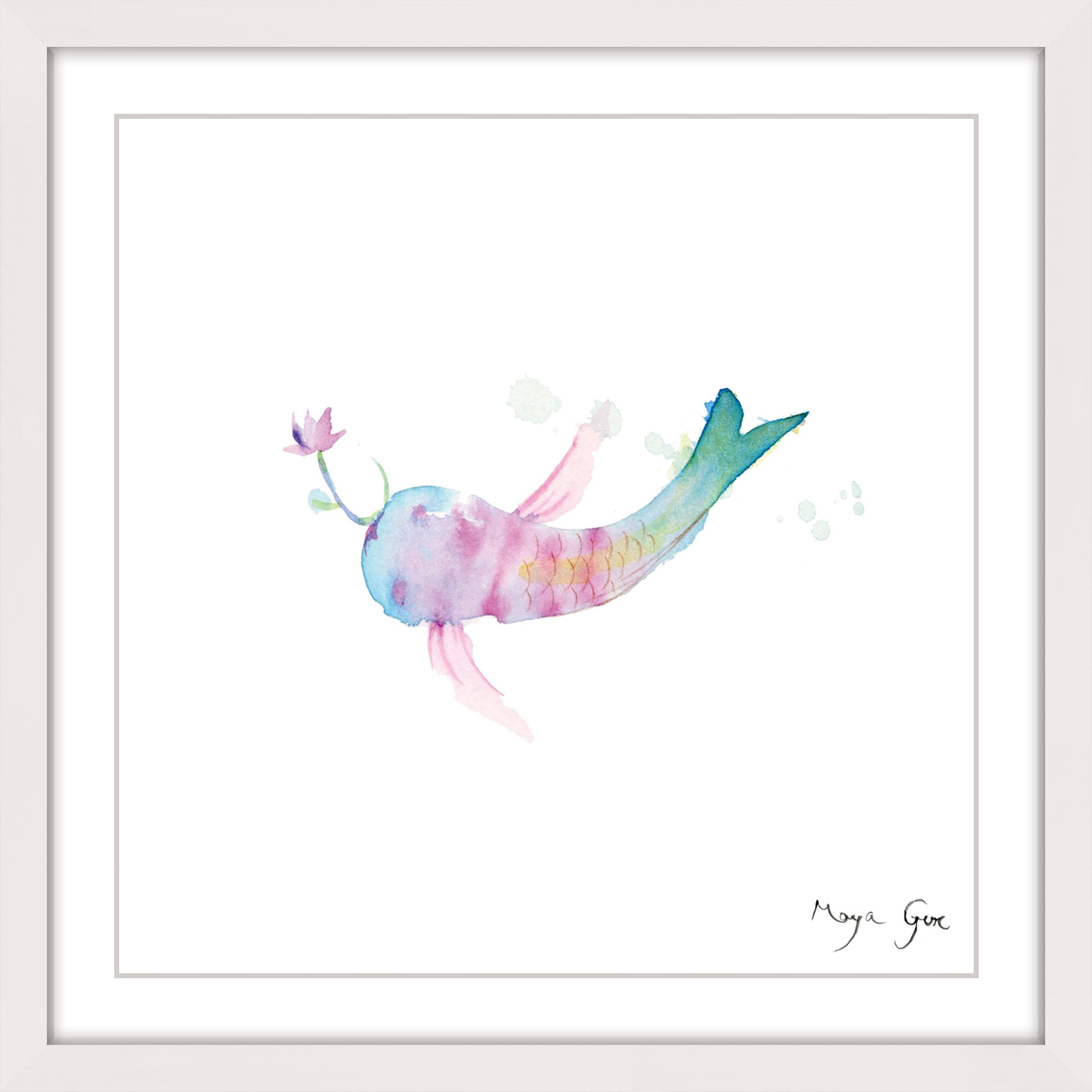 Marmont Hill "Watercolor Fish" by Maya Gur Framed Painting Print