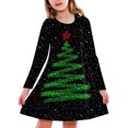 thumbnail image 2 of Glisme Girls Christmas Dress Long Sleeve Round Neck Xmas Dresses Cartoon Prints Adorable Toddler Playsuit 18-24 Months Black, 2 of 7