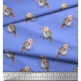 thumbnail image 3 of Soimoi Blue Cotton Poplin Fabric Watercolor Crowned Woodpecker Bird Printed Craft Fabric by the Yard 58 Inch Wide, 3 of 3